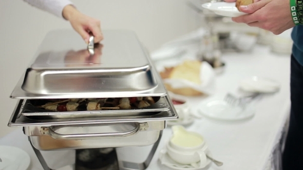 The Waiter Served On a Plate Hot Meat Snacks 