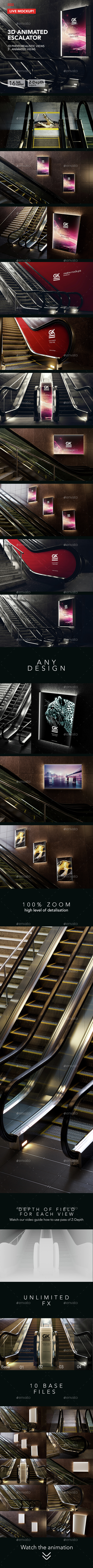 3D Animated Escalator / Lightbox Mockup