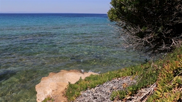 Aegean Sea Washes The Coast.