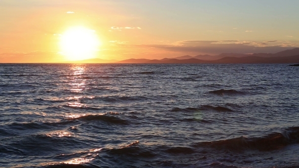 Beautiful Sunset Over Aegean Sea.