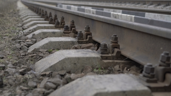 Metal Railroad In The Field In The Village, 