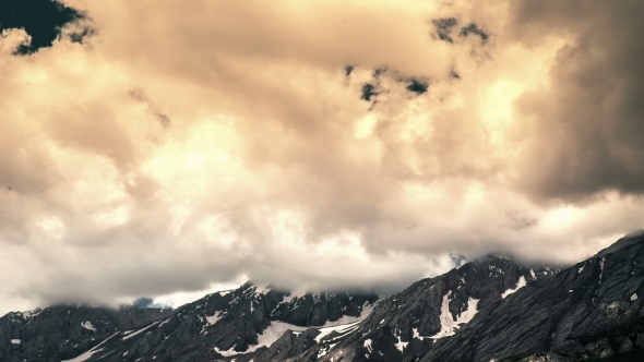 Most Clouded Sky High Above The Mountains In Sairamsu, Kazakhstan