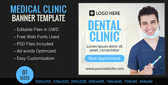 GWD | Dental Clinic Banery HTML5 - 07 rozmiarów