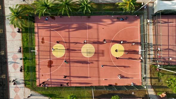 Basketball Court Aerial View 4 K Alanya Turkey