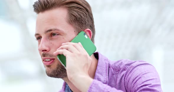 Caucasian man calling on cellphone 