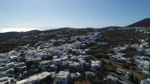 Apollonia village on Sifnos island in the cyclades in Greece aerial view