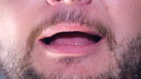 Beard Man Chin with Open Mouth