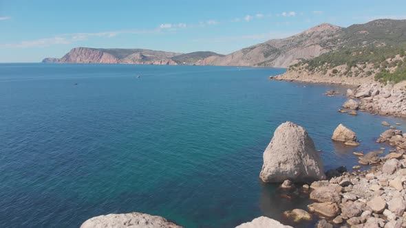 Rocky Coast Line. Aerial View Sea Rocky Coast