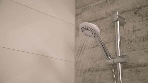 Background of Shower Head with Flowing Water Through Sieve