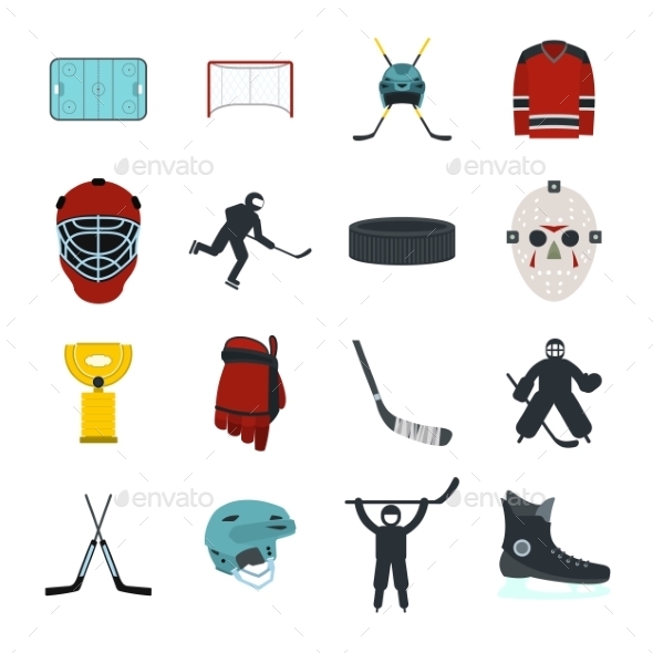 Hockey Flat Icons Set