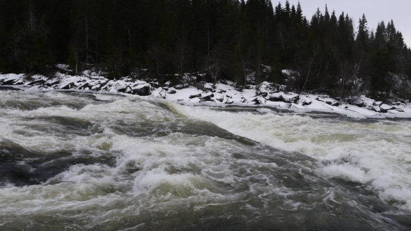 Sweden Tännforsen Waterfall, Winter