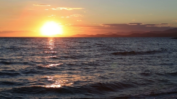 Beautiful Sunset Over Aegean Sea.