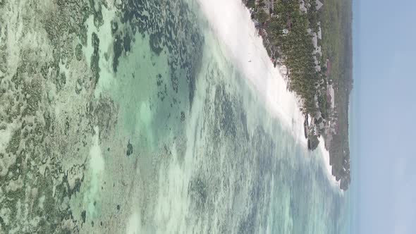 Vertical Video of the Ocean Near the Coast of Zanzibar Tanzania Aerial View