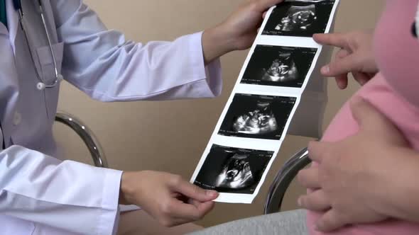 Pregnant Woman and Gynecologist Doctor at Hospital