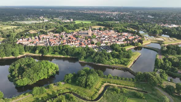 Fortified Ancient Old Historic Town of Naarden Vesting Overhead Aerial Drone View of Monumental