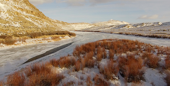 Frozen River in an Arid Western Canyon