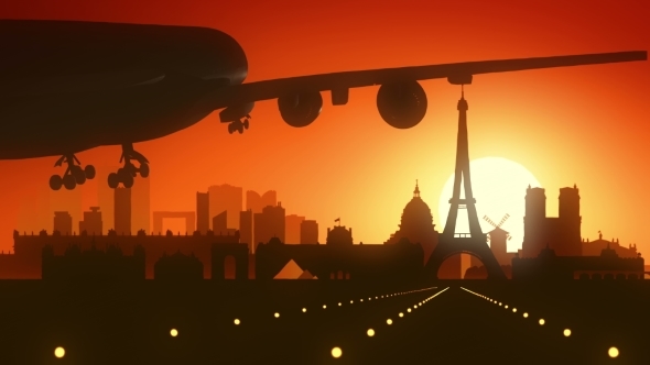 Paris Eiffel Airplane France Travel Background  alt