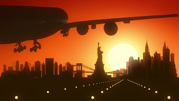 New York USA America Skyline Sunrise Landing  alt