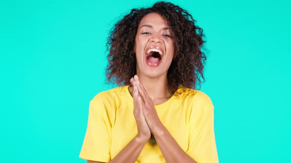 Young African Woman is Very Glad She Screaming Loud