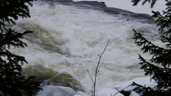 Sweden Tännforsen Waterfall, Winter