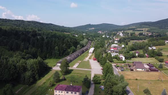 Aerial View of Railway Shelter in Stepin Poland