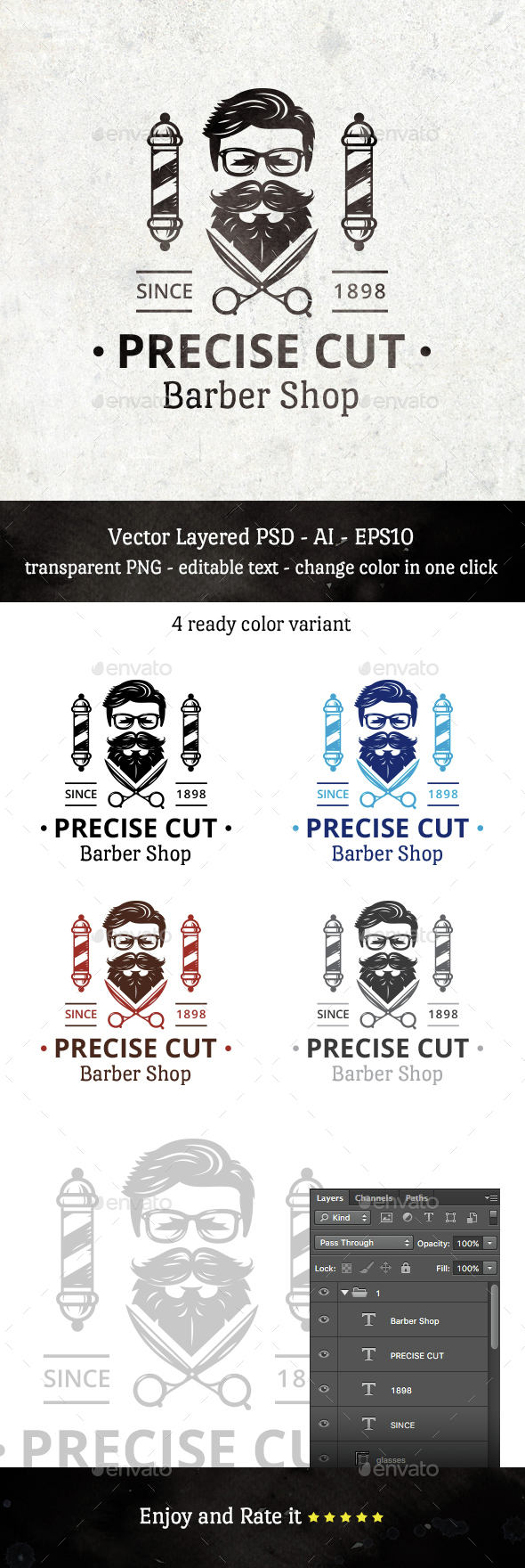 barber shop logo templates from graphicriver barber shop logo templates from