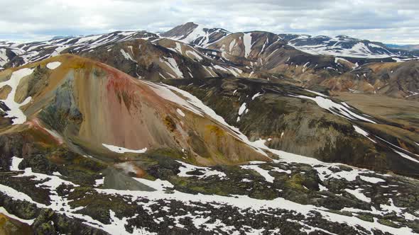 Colorful Brennisteinsalda (Sulphur Wave) volcano in Landmannalaugar, Iceland