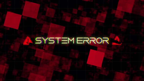 System Error Glitch Effect Red Background
