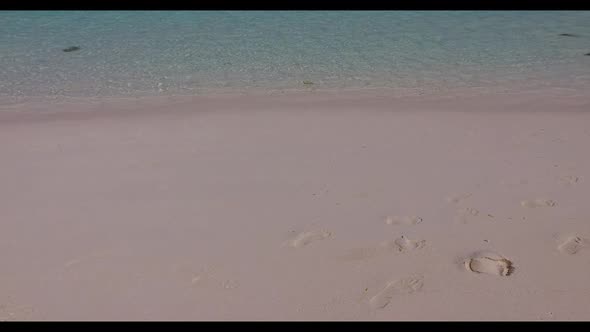 Aerial drone view abstract of relaxing tourist beach break by turquoise lagoon with bright sand back