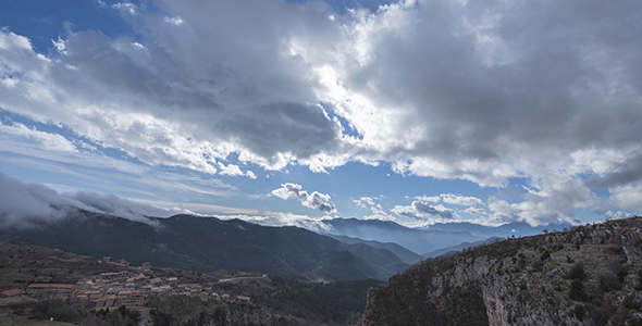 Mountain Town and Clouds