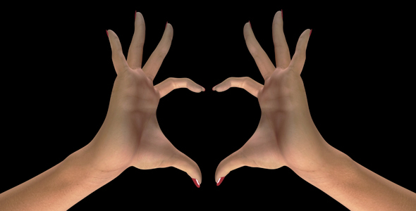 Heart Sign Gesture - White Woman Hands - II