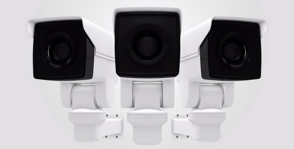 3 Surveillance Cameras Tilting