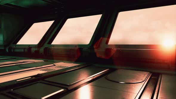 Realistic Futuristic Scifi Spaceship Corridor