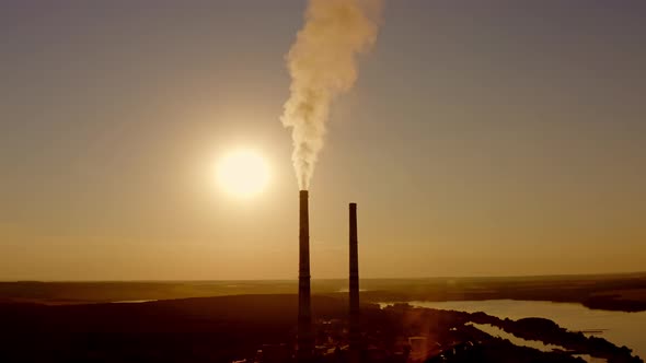 Chemical manufacturing at sunset