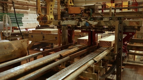 Brick Production. View Of Conveyor And Machines