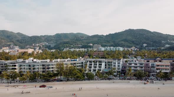Amazing Aerial View of Patong Beach and Phuket Cityscape at Sunset Thailand