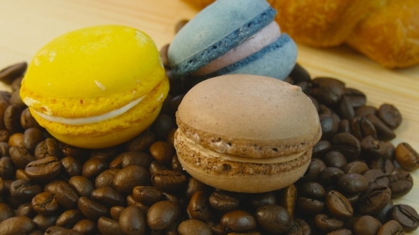 Coffee Beans And Macarones