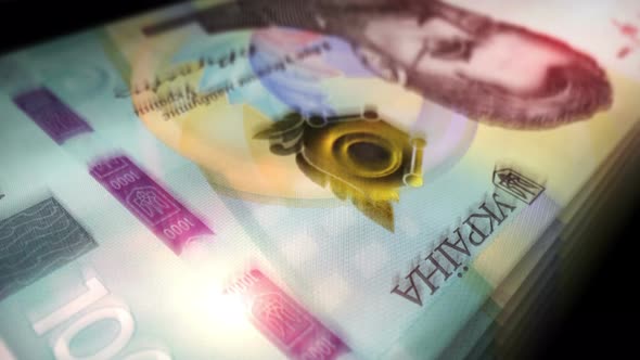 Ukrainian Hryvnia money counting seamless loop