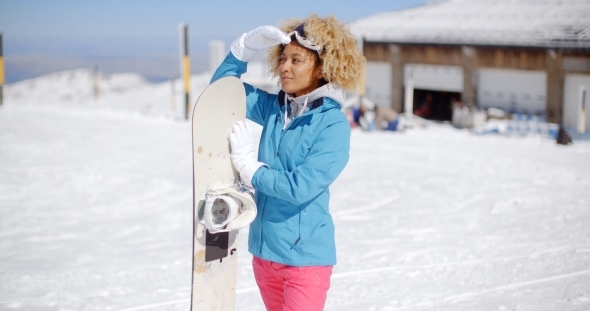 Attractive Young Woman Posing At a Ski Resort