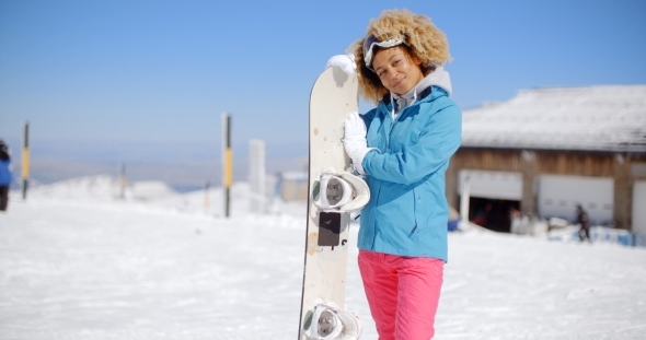Attractive Young Woman Posing At a Ski Resort