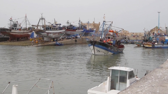 Fisherman Boats Foing To Sea, Essaouira, Morocco