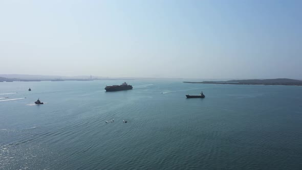 Cargo Ship Enters to the Port