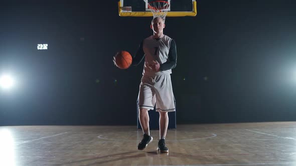 Sport Lifestyle Portrait of an Caucasian Man Basketball Player Serious Looking at the Camera and
