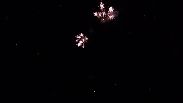 Volleys of Celebratory Fireworks in the Night Sky