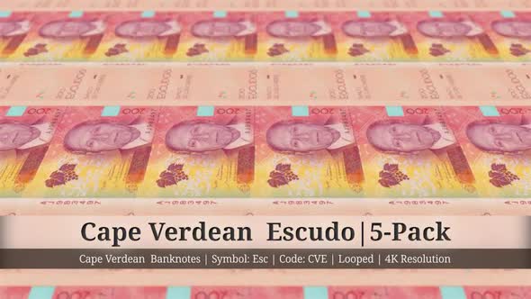 Cape Verdean Escudo | Cape Verde Currency - 5 Pack | 4K Resolution | Looped