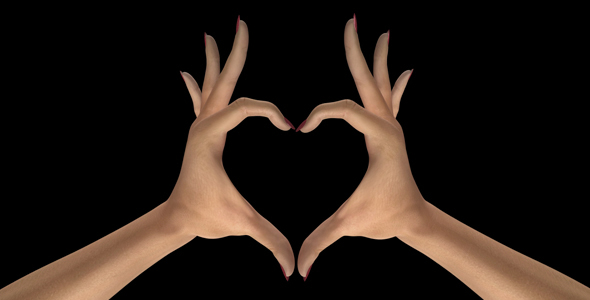 Heart Sign Gesture - White Woman Hands - III