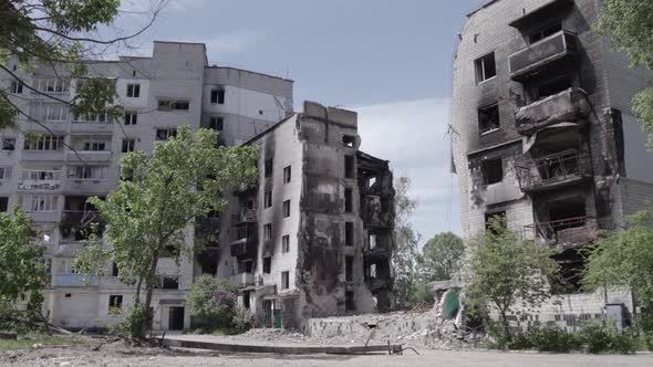 Borodyanka Ukraine  a Destroyed Building During the War Bucha District