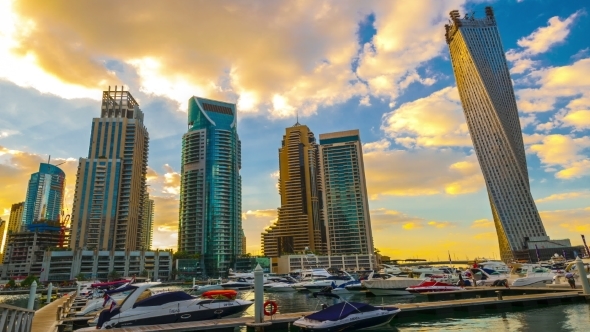 Cityscapes Sunset Clouds In Dubai.