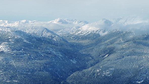 Snowfall In Winter Mountains