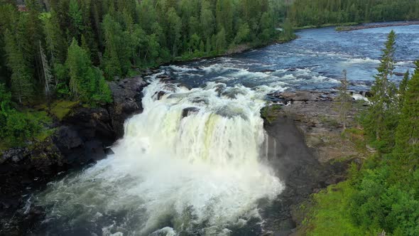 Ristafallet Waterfall in the Western Part of Jamtland